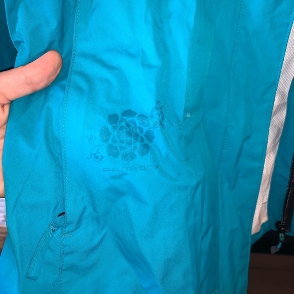 Paradox Women’s Teal Blue Hooded Waterproof Jacket with Pockets Size Small - Picture 3 of 7